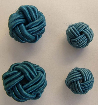 Fabric Chinese Knot Beads Buttons 2 Sizes Blue